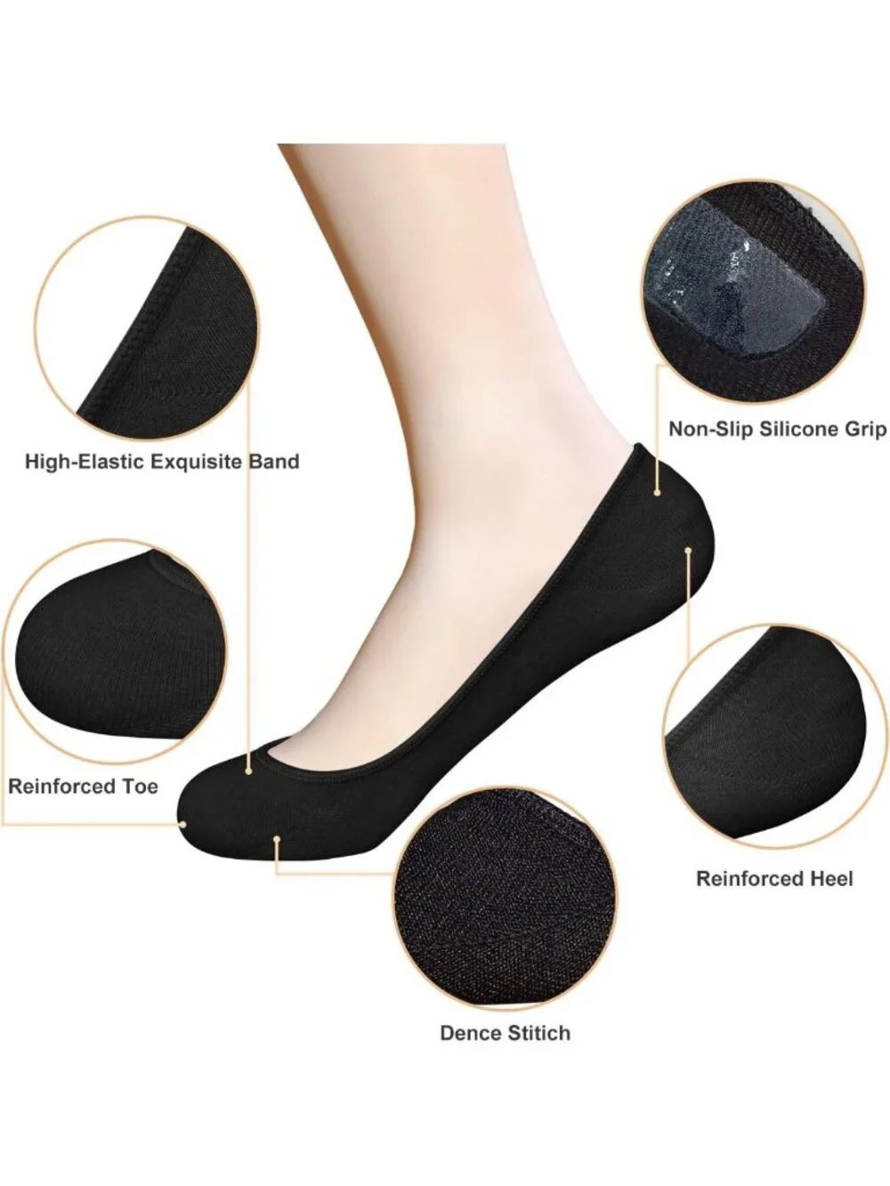 Non-Slip No Show Socks for Women | Invisible Low Cut Flats | Comfortable